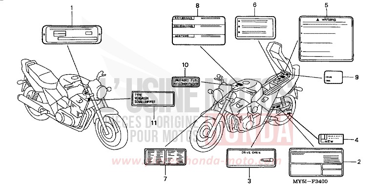 WARNETIKETT von CB1300 Super Bold'or ABS MOODY BLUE METALLIC (PB296) von 2002